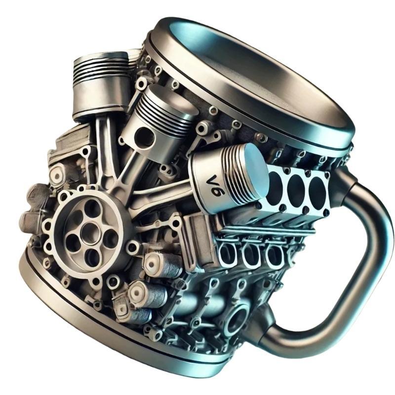 G8DA Automotive Themed Stainless Steel Insert Cup Mechanical Detailing Resin Coffee Mug Insulated Drinkware For Daily Use