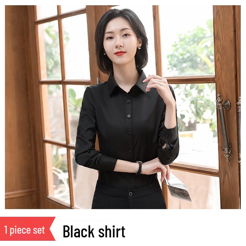 2025 Women's Non-Iron Long-Sleeve Slim Fit Business Shirt - Autumn Professional Micro-Elastic Workwear