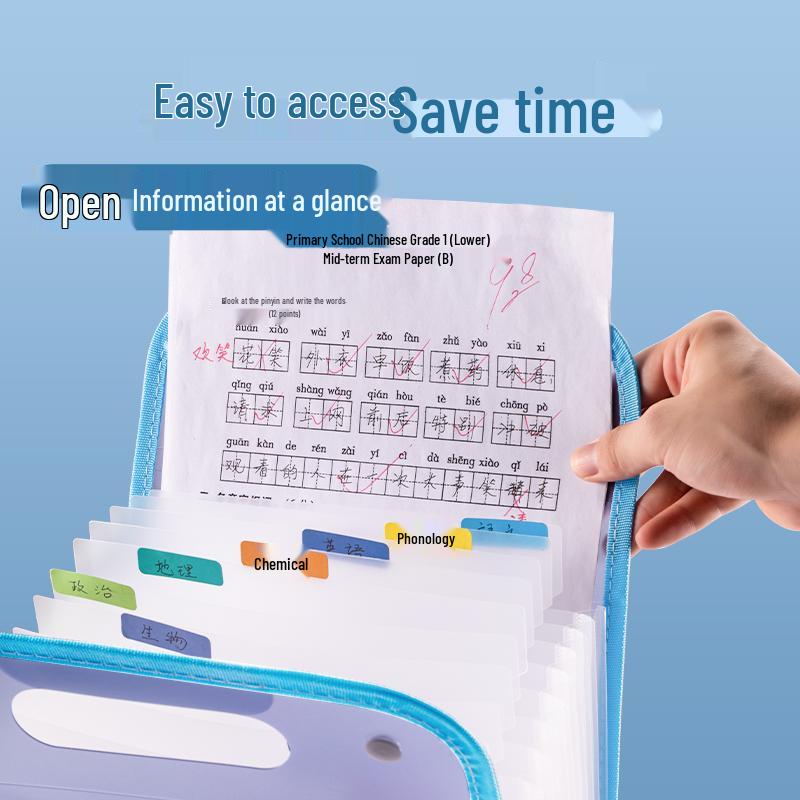 A4 Multi-Layer Accordion Test Paper Storage Folder