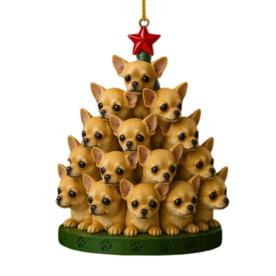 Christmas Acrylic Dog Hanging Decoration Holiday Party Winter Xmas Tree 2D Flat Acrylic Puppy