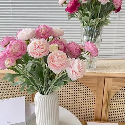 Faux Ranunculus Asiaticus Reusable Artificial Flower Fake Ranunculus Flower for Living Room Dining Table Centerpiece Farmhouse Decor
