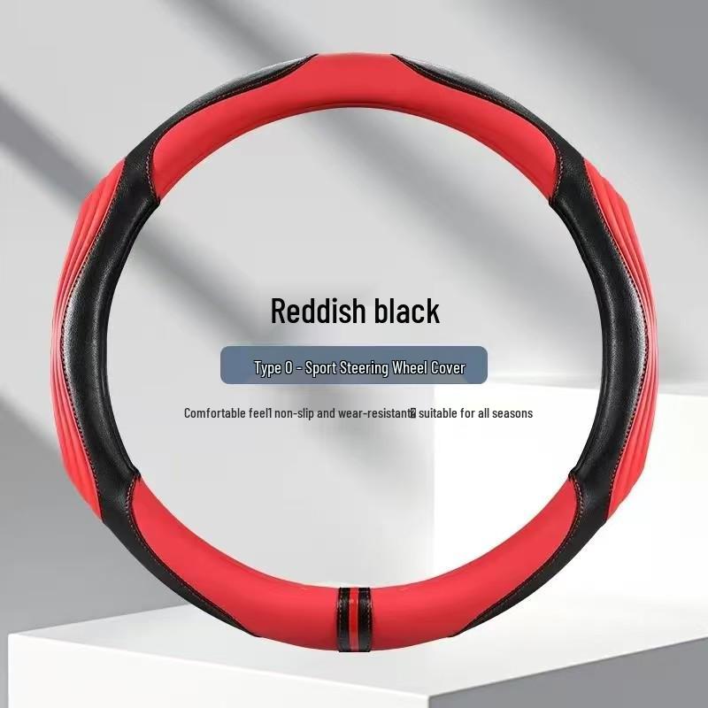 

Patchwork Leather Steering Wheel Cover with Massage Grip for All Seasons 38 cm