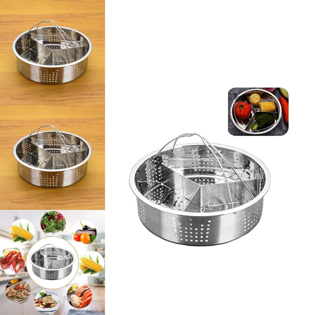 Stainless Steel Steaming Rack With Dividers For Rice Cooker And Microwave Cooking