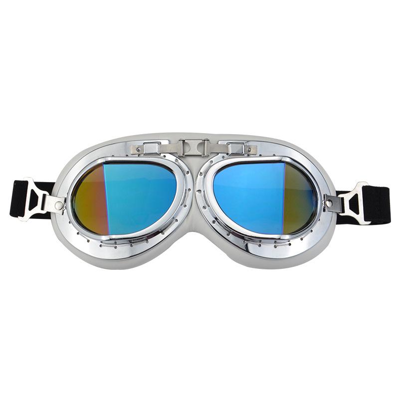 New motorcycle goggles for outdoor sports, Harley windproof goggles, motorcycle helmet eye protection, UV protection#8008 White frame color film