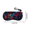 Floral Pattern Protective Sunglasses Case, Vintage Red And Blue Leaf Print Eyewear Pouch, Portable Zipper Glasses Organizer For Travel Daily Use