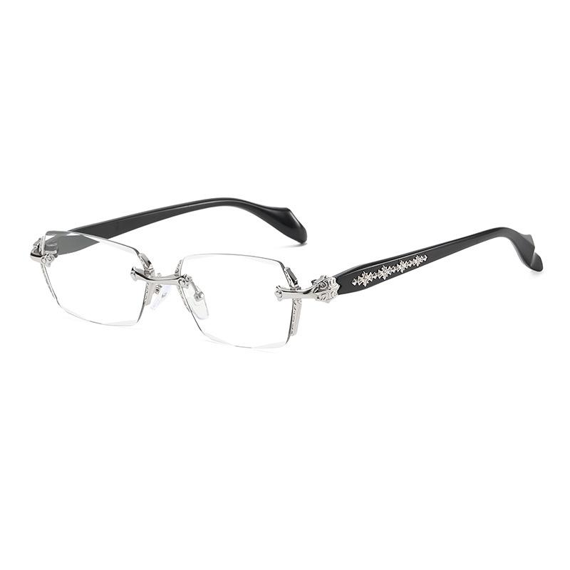 High-IQ Retro Square Rimless Glasses for Women & Men - Silver Wire, Korean Style, Natural Look, Clear Myopia Lenses.