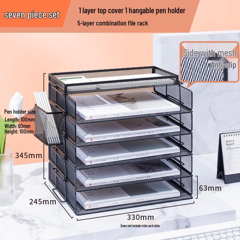 Multilayer A4 Metal Desktop File Organizer and Storage Rack Set for Office Supplies