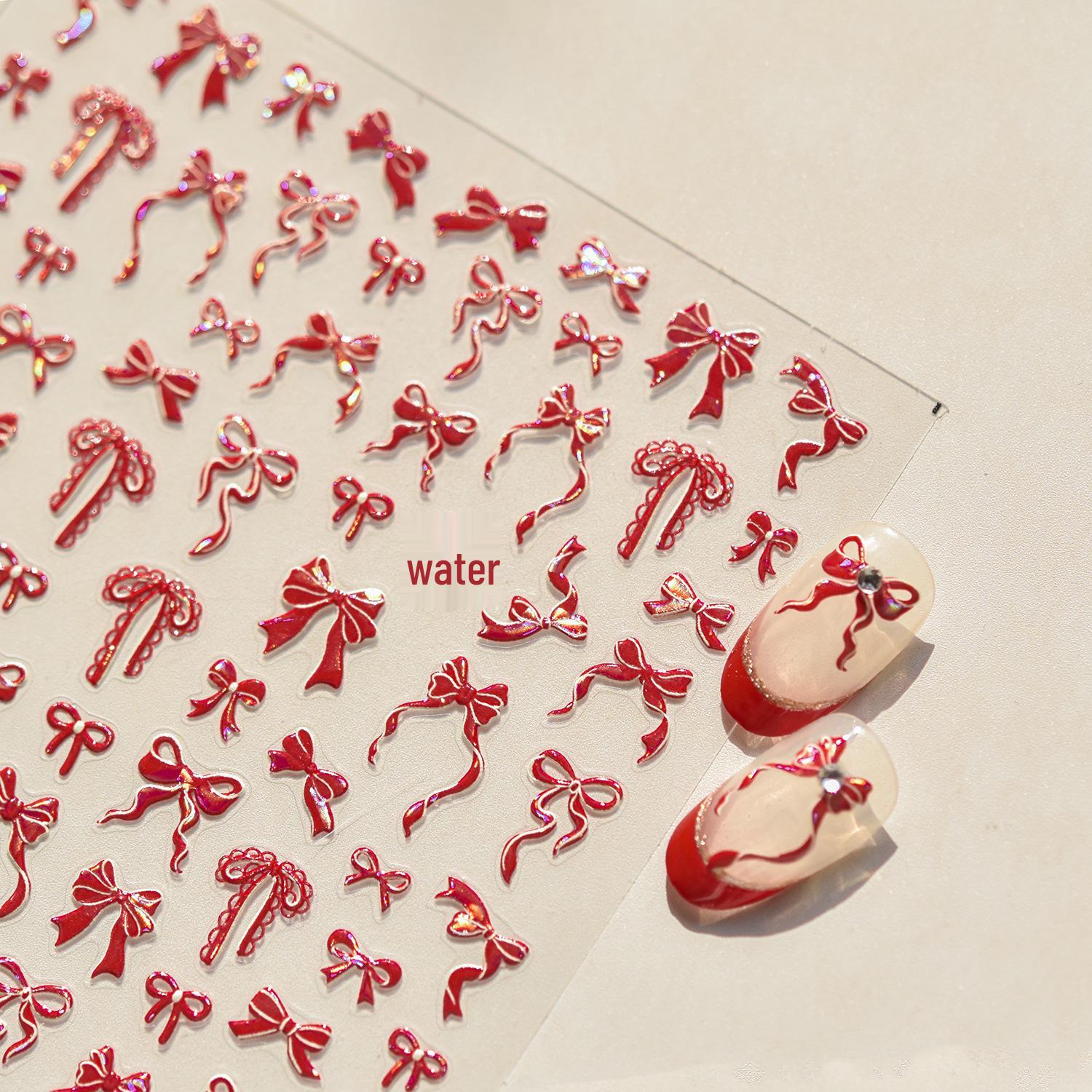 

Tomoni 3D Embossed Red Bow Nail Art Stickers - Bestseller Japanese Stationery