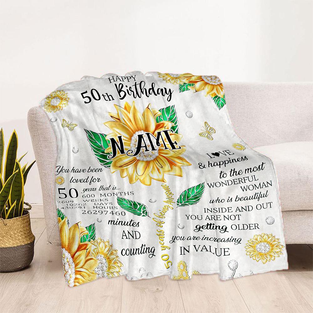 Birthday Style Customize Your Name Blanket Cozy Customizable Blanket Ultra-Soft Versatile for Nap Living Room Livingroom Chair All-Season Use