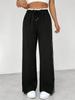 New EU & US Style Black Elastic Waist Straight-Leg Sports Pants - Women's Autumn/Winter Casual Trousers