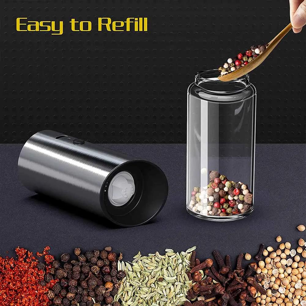 Electric Salt and Pepper Grinder Set USB Rechargeable Eletric Pepper Mill Shakers Automatic Spice Steel Machine Kitchen Tool