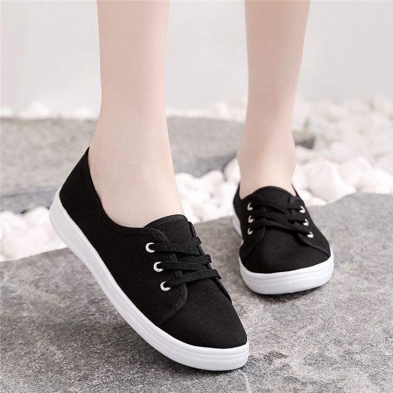 Xiaobai Canvas Women's Shoes Board Shoes Flat Shoes Women's Korean Version Spring and Autumn Student Cloth Shoes