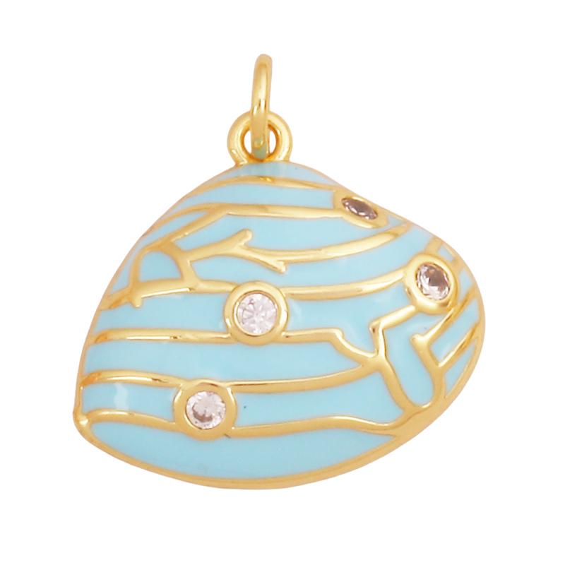 Marine Organism Sea Horse Turtle Fish Conch Shell Starfish Charm Pendant,Real 8K Gold Plated Zircon Jewelry Finding Supplies S05