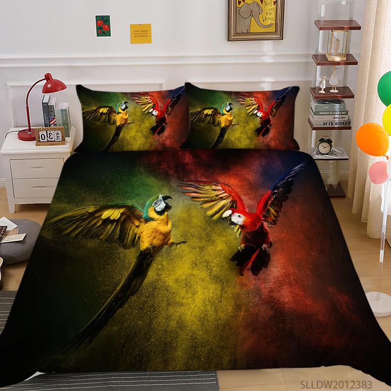3D Printing Household Bedding Set Bird Theme Bedding Set Queen King Full-size Double Bed Quilt Cover and Pillowcase Soft Microfiber