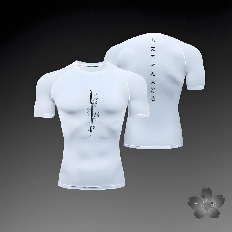 2026 Anime Graphic Compression Shirts for Men Athletic Quick Dry Tshirts Tees Tops Gym Workout Undershirts Short Sleeve Rash Guard