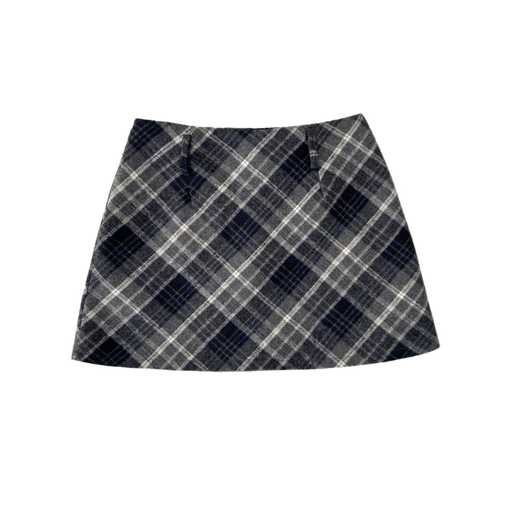 High-Waisted Plaid Slit Skirt - Plus Size Korean Style Retro Slimming Women's Fashion 2025 Autumn
