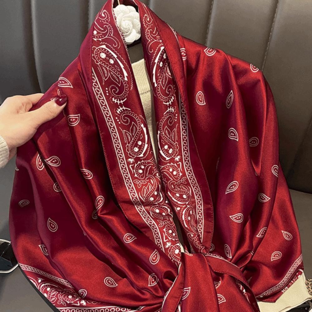 Flower Silk Scarf Shawls Sunscreen Lady Wraps Fashion Mesh Neck Scarves Party