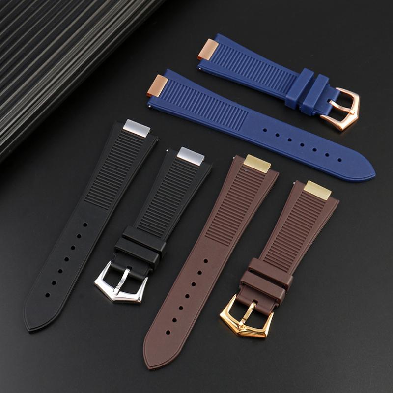 Uhrenarmband für Patek Philippe Nautilus 5711 5712 5726 Gummi-Uhrenarmband + Adapter konvexes Edelstahl-Uhrenzubehör 25x13