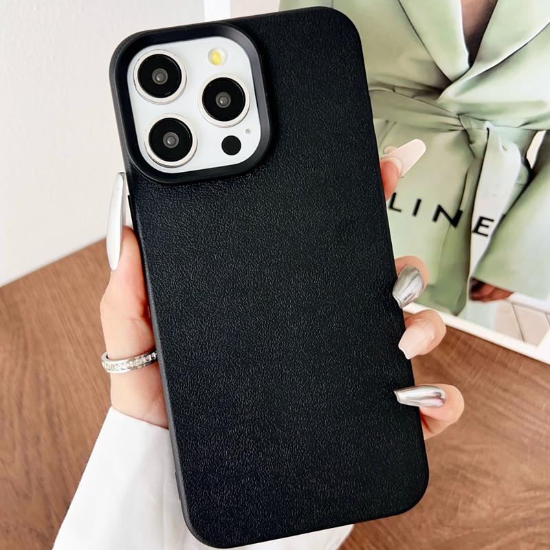 Leather Texture Phone Case for iPhone 11, 12, 13, 14, 16 & 17 - Simple Solid Color, Niche Design, Silicone