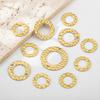10Pcs Stainless Steel Embossed Pleats Double Hole Circle Charm Pendant Necklace Cabochon Tray Bezel Blank Setting Jewelry Making