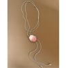 Adjustable Gradient Pink Layered Necklace Set With Earrings Ring Women Resin Geometric Pendant On Gold-Plated Snake Chain