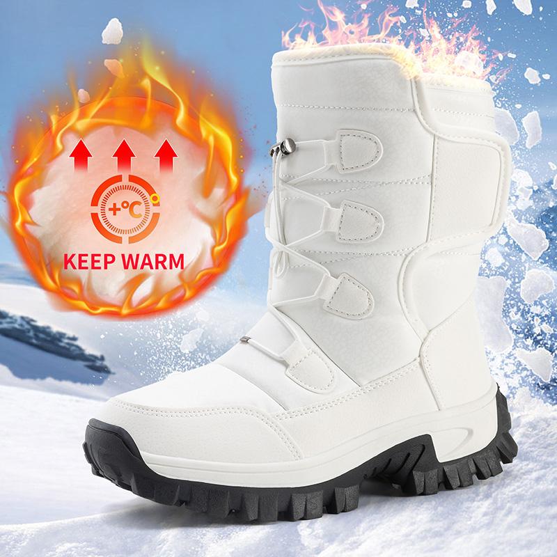 Classic Fashion Outdoor Anti-slip Warm Snow Shoes Men's Winter Snow Boots with Lining, High-top Men's Shoes, Large Size Boots,