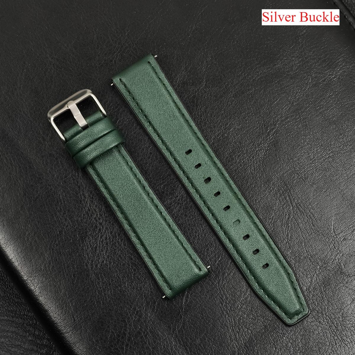

20mm 22mm Leather Silicone Strap for Samsung Galaxy Watch 6 Classic Gear S3 7 6 5 4 40 44mm Band for Huawei GT4 Ultimate Redmi W 20mm