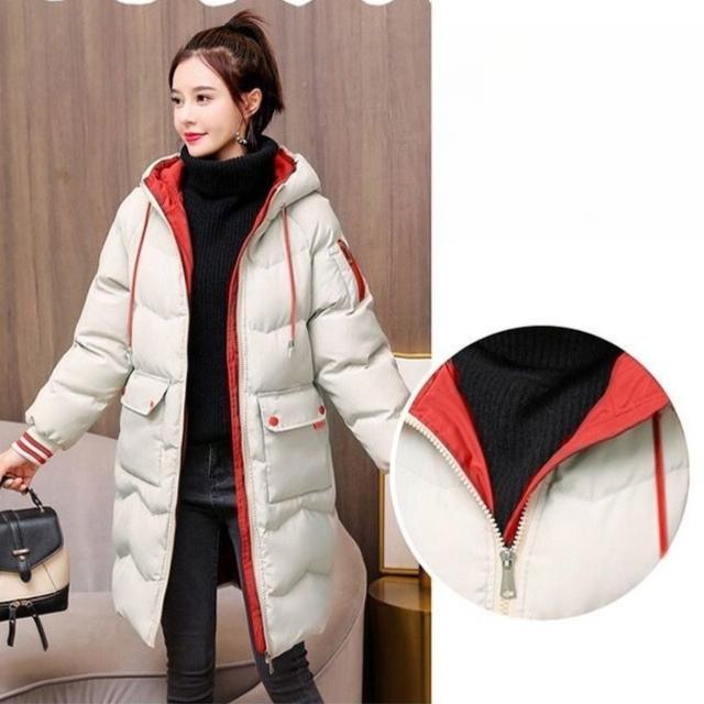 Mittellange Daunenjacke für Damen Lockere Baumwollwattierte Jacke Winterbekleidung Warme Baumwollwattierte Jacke