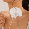 Elegant Floral Charm Jewelry 3D Flower Pendant Necklace/Earrings/Brooch for Girl Women Wedding Party Embellishment