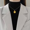 Oil Dripping Sunflower Set Light Luxury Temperament Gorgeous Full Diamond Necklace Female Versatile Collarbone Titanium Steel Chain