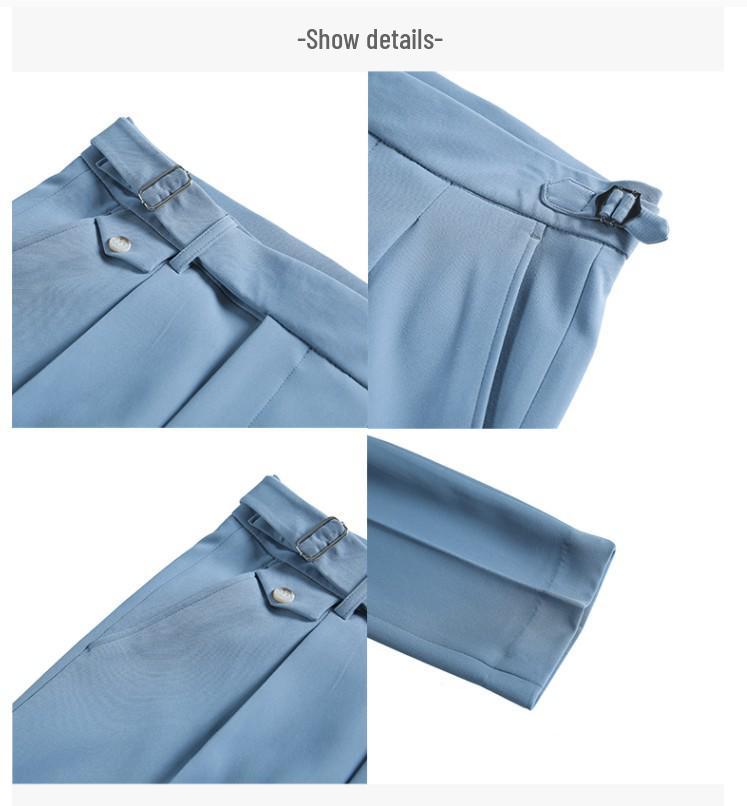 Men's Slim Fit British Business Casual Trousers - Korean Fashion Style, Solid Color, Naples Straight Leg.