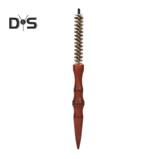 

Маленькая круглая щетка из щетины кабана с деревянной ручкой, натуральная щетина для мужчин и женщин, короткие тонкие волосы, завивка, сушка феном, распутывание, укладка S