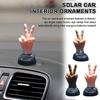 Solar Powered Two-finger Salute Shaking Toy Car Dashboard Dashboard Dancing Brown Ornament Figure Decorative Toy C T3w7