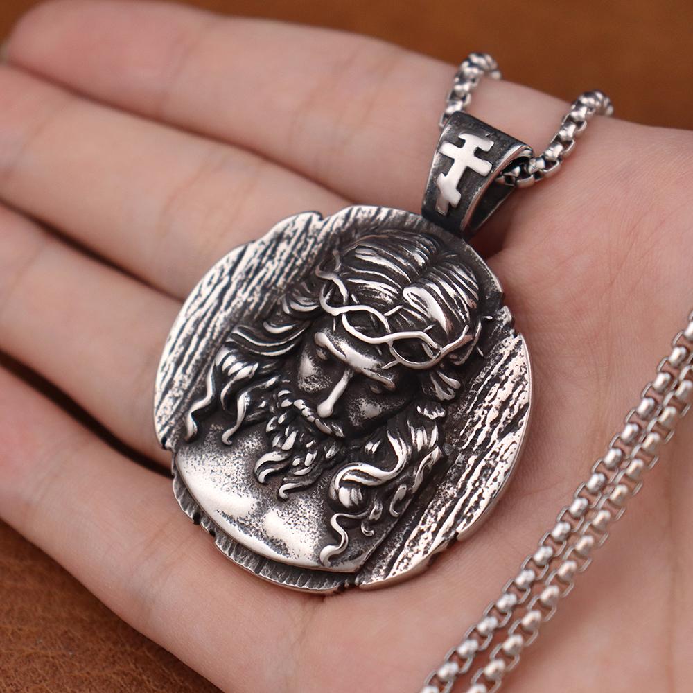 Stainless Steel Christian Jesus Cross Pendant Chain Trend Charm Crisscross Jesus Necklaces Men chains Jewelry Gift