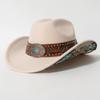 Wide Brim Western Cowboy Hat Turquoise Decor Western Cowgirl Hat  Stage Performance