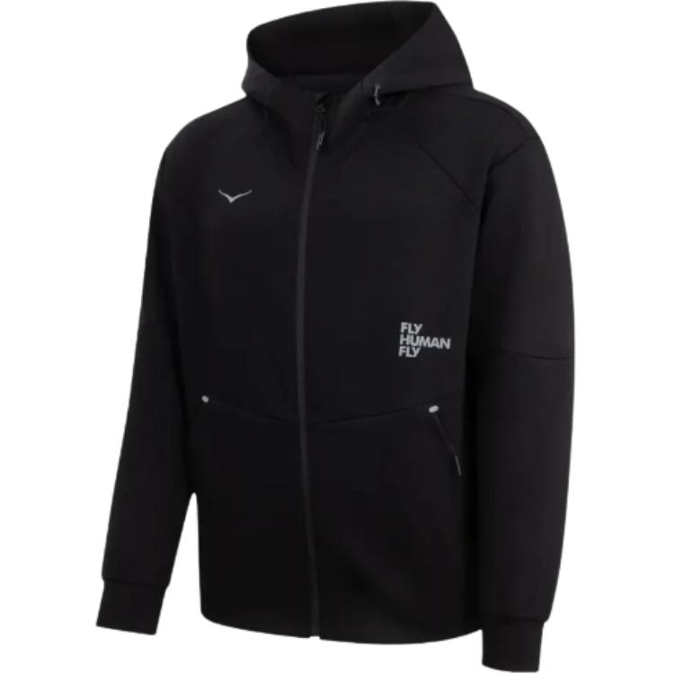 Hoka One One FW25 Knit Jacket Comfortable Casual Versatile Zipper Hooded Jacket Men Jackets 1176930-BLK