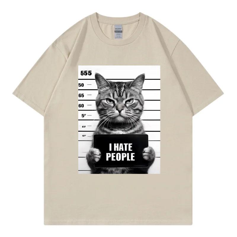 I Hate People Funny Cat Meme Tshirts Unisex Unisex Clothing High Street Fashion Trend Tshirt Summer Casual Loose Cotton T Shirts