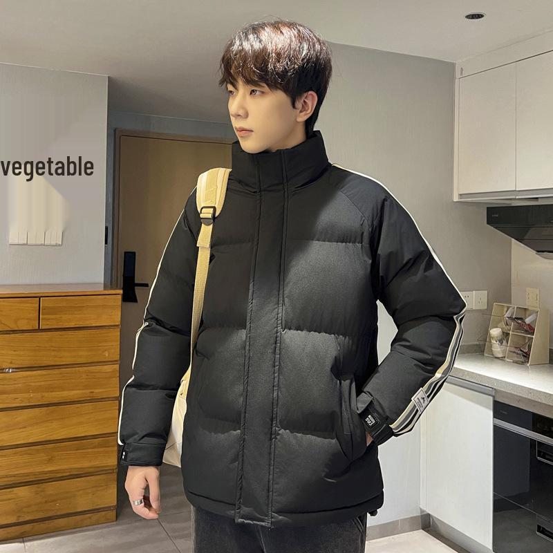 

Men s American Style Stand Collar Cotton Jacket - Warm, Trendy, and Versatile for Autumn and Winter 2XL чорний