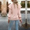 Women's Casual Loose Blouse Autumn Commuter V Neck Ruffles Long Sleeve Lace Shirt Top