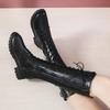 Fashion Retro Black Thick Bottom Long Boots Women 2025 Autumn Pu Leather Knee High Boots Woman Plus Size 43 Side Zipper Platform Shoes