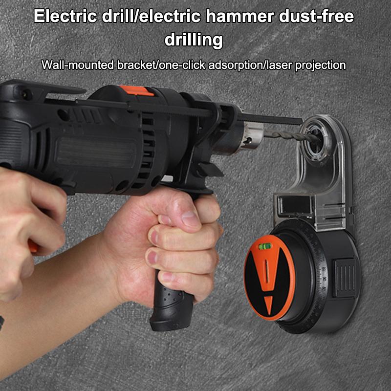 2 In 1 Drill Dust Collector & Laser Level 360° Rotatable Drilling Dust Collector Electric Self-Mounting Vacuum Sucker Drilling