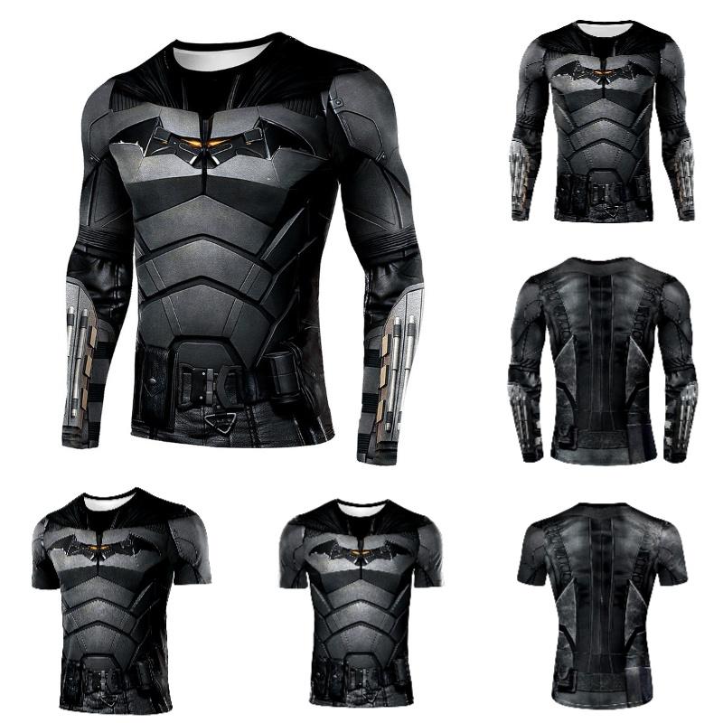 Durable Black Polyester Batman Cosplay Tee For Sports And Fitness