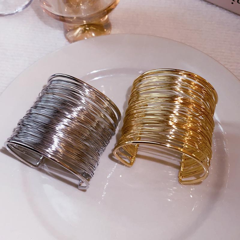 Metal wind multi-layer iron wire opening bracelet personality exaggerated bracelet fashion light luxury high-end jewelry