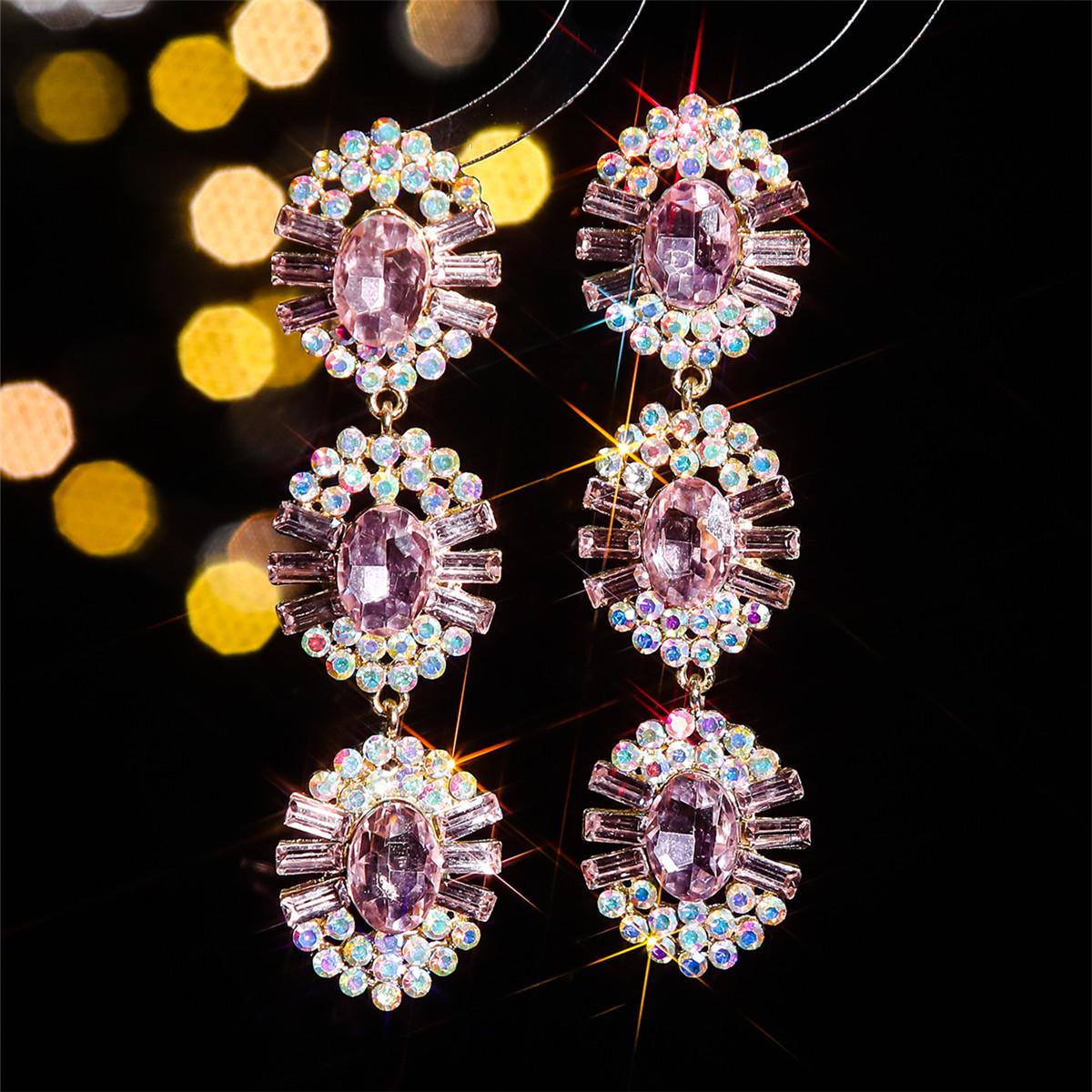 

Модные блестящие длинные серьги с кристаллами, темпераментные цветочные серьги, женские серьги, 1 пара