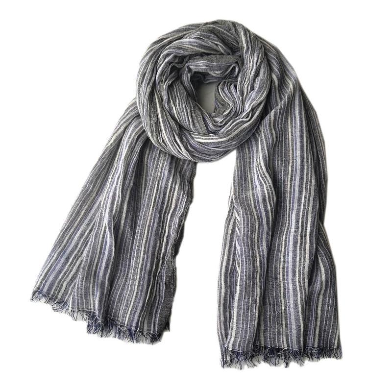 New Arrival Literary Striped Men'S Scarf Autumn Winter Cotton Blended Scarf Long Vintage Scarf