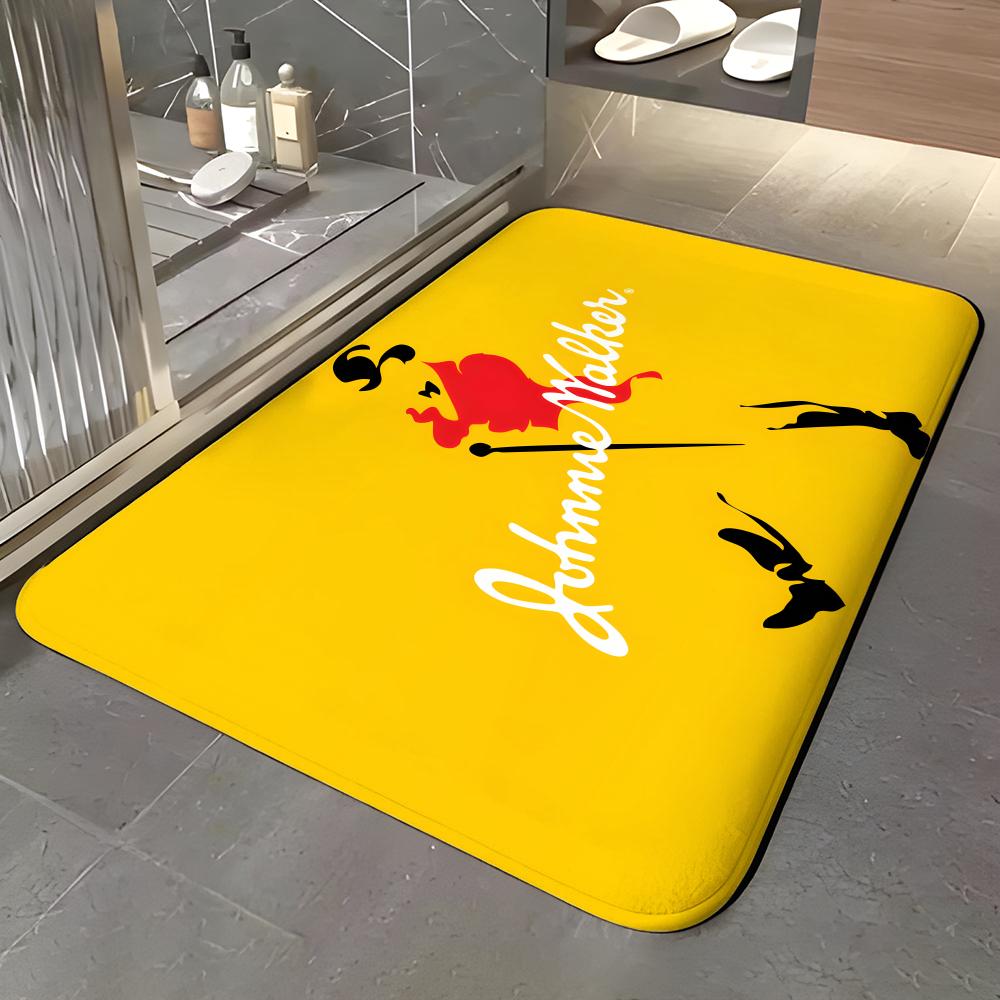 Liquor - J-Johnnie W-Walker Floor Mat Soft Flannel Entrance Door Mat Non Slip Absorbent Bathroom Bedroom Floor Rug