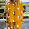 Frühlings-Oversize-Damenanzug Kurzes Gepunktetes O-Ausschnitt-Oberteil Kurze Hose Lockere Anzüge Damen Freizeit Trendig Elegant Damenbekleidung