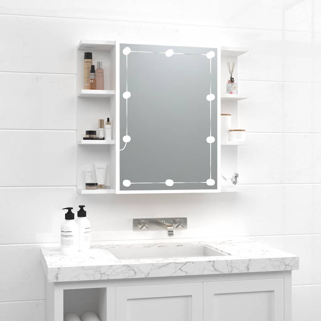 Vidaxl Spiegelschrank mit LED-Beleuchtung, Weiß, 70x16,5x60 cm