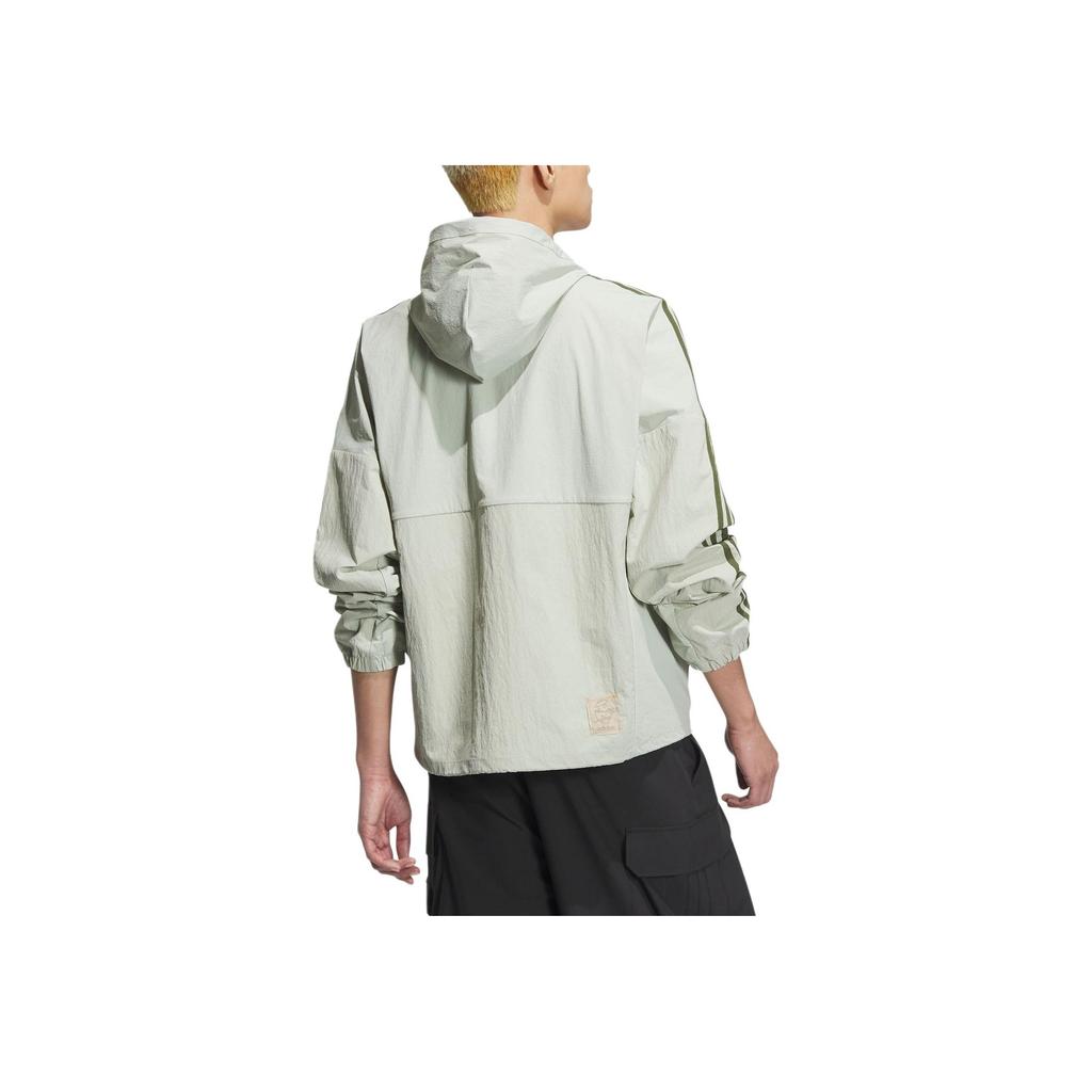 Adidas Originals Patchwork Functional Windproof Hooded Sports Jacket Men Outerwear Halo-Green JG1519
