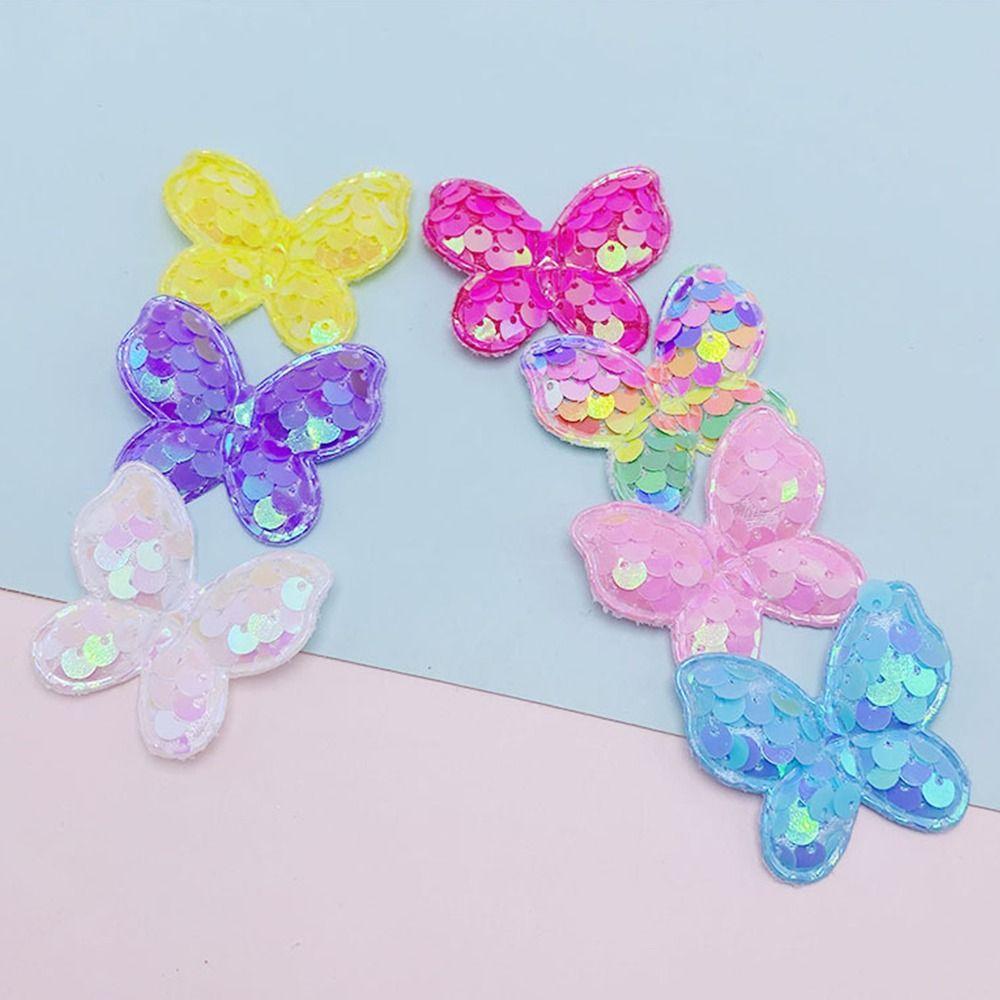 20Pcs Sew On Glitter Sequins Butterfly Patches 40x35mm Clothes Patches  Hat Shoes Sewing